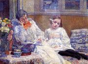 Theo Van Rysselberghe Portrait of Madame van Rysselberghe and daughter oil on canvas